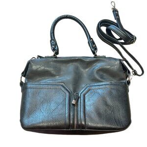 MIa & Luca Black Handbag Purse Shoulder Bag Zipper Detail Slouchy Adjustable